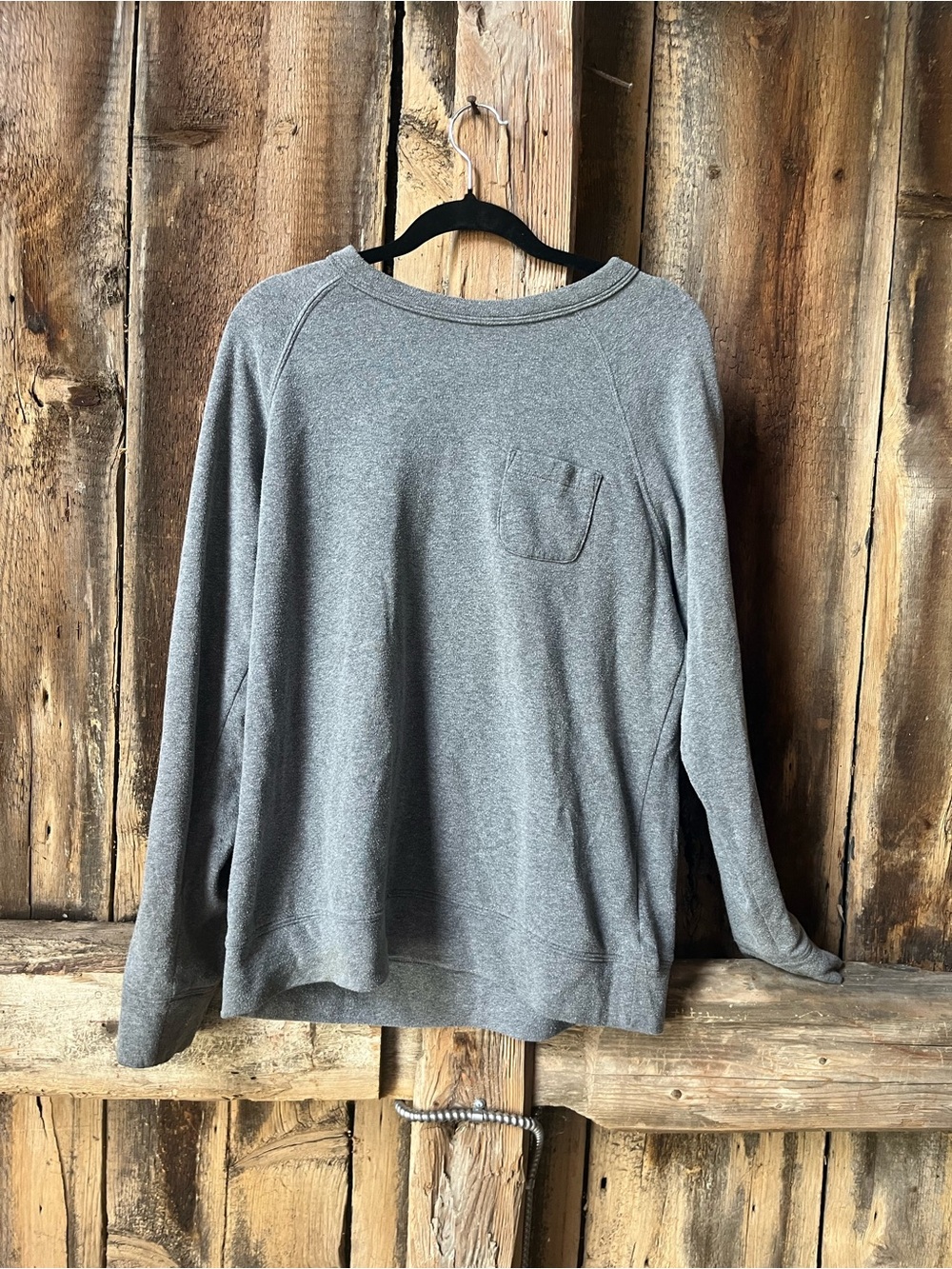 Obey Women's Gray Crewneck Sweater with Chest Pocket